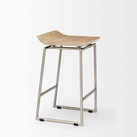 Givens Brown With Silver Frame - Counter Chair Mercana