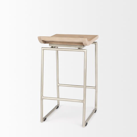 Givens Brown With Silver Frame - Counter Chair Mercana