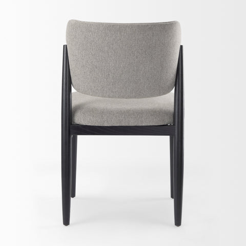 Chair with gray cushioned seat and backrest on a white background