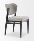 Chair with gray upholstered seat and backrest on a white background