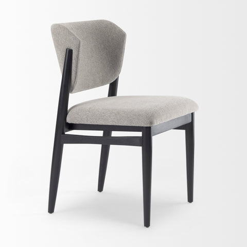 Chair with gray upholstered seat and backrest on a white background
