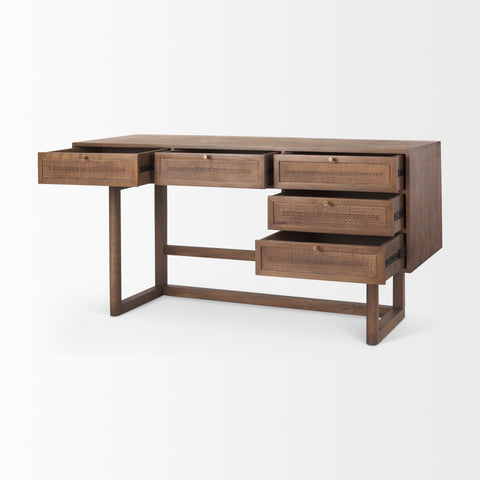 Grier Medium Brown Mango Wood Cane Desk-4