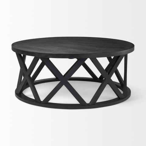 black wood coffee table round