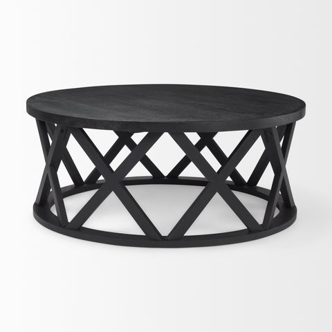 black wood coffee table round