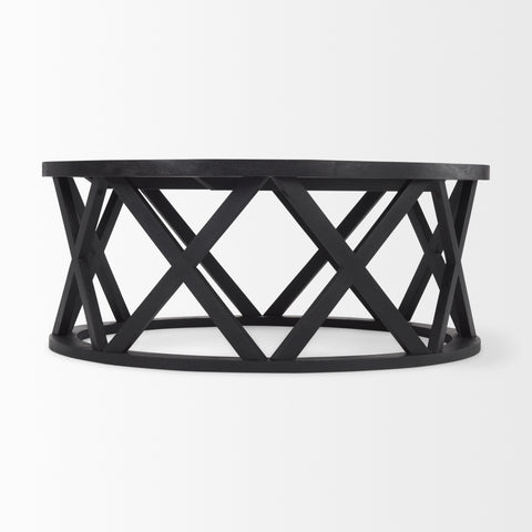 black wood coffee table round