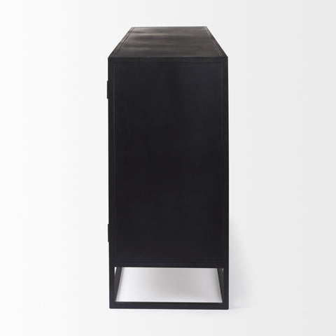 Black rectangular object on a white background