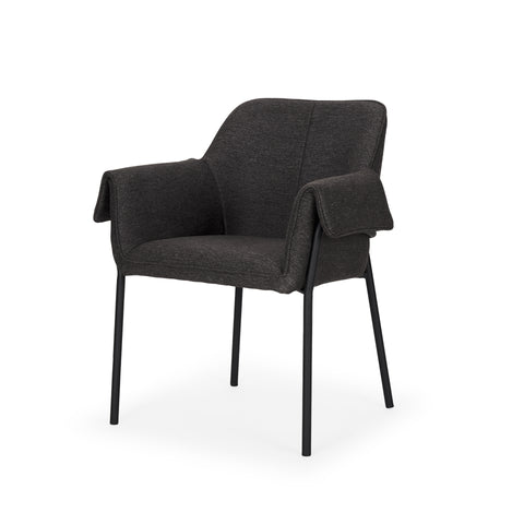 Dark gray armchair with black legs on a white background