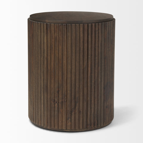 fluted wood end table