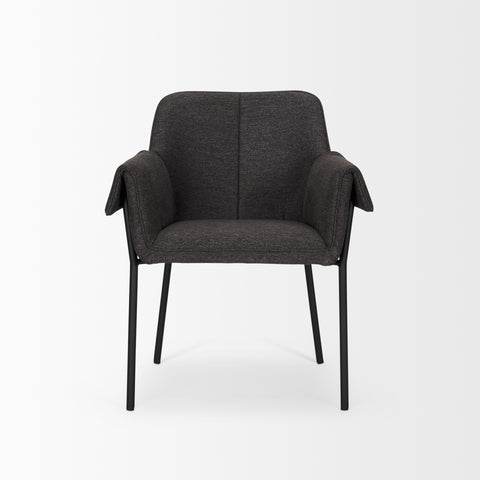Dark gray armchair with black legs on a white background