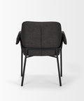 Dark gray chair with black metal legs on a white background