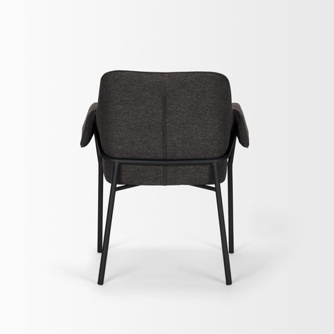 Dark gray chair with black metal legs on a white background