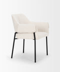 Beige chair with black legs on a white background