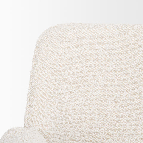 Close-up of a textured white chair backrest on a light gray background