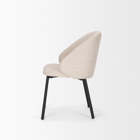 Beige chair with black legs on a white background