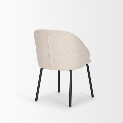 Beige chair with black legs on a white background