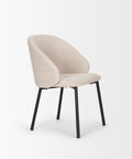 Beige chair with black legs on a white background