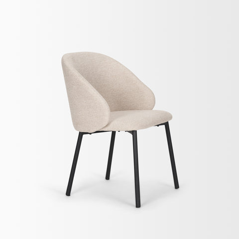 Beige chair with black legs on a white background