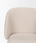 Close-up of a beige upholstered chair on a white background
