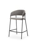 Gray bar stool with black metal legs on a white background