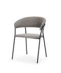 Gray chair with black metal legs on a white background