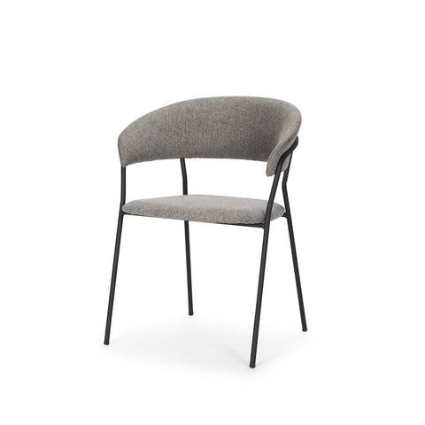 Gray chair with black metal legs on a white background