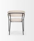 Beige chair with black metal frame on a white background