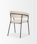 Beige chair with black metal frame on a white background