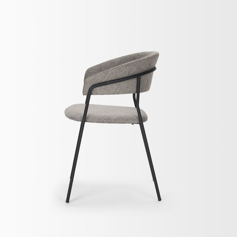 Modern chair with gray cushioned seat and backrest on a white background