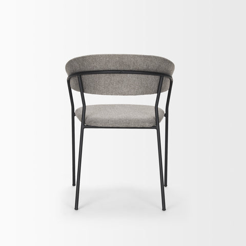 Gray chair with black metal frame on a white background