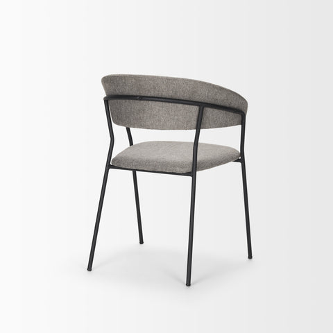 Gray chair with black metal legs on a white background