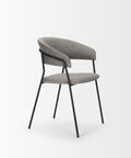 Gray chair with black metal legs on a white background