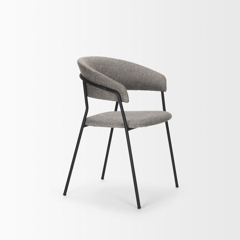 Gray chair with black metal legs on a white background