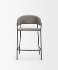 Gray bar stool with black metal frame on a white background