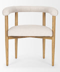Chair with beige cushioned seat and backrest on a white background