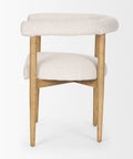 Chair with beige cushioned seat and backrest on a white background