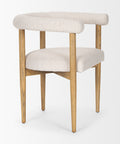 Chair with beige cushioned seat and backrest on a white background