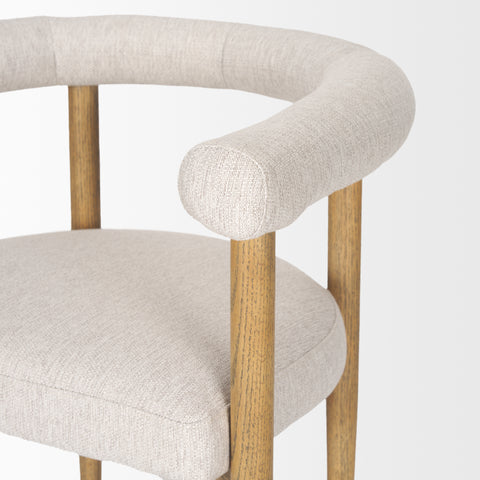 Chair with beige cushioned seat and backrest on a white background