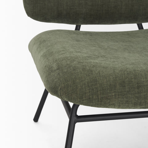 Nora Forest Green Fabric & Matte Black Metal Accent Chair -7