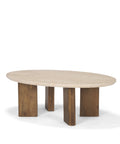 travertine top coffee table oval shape