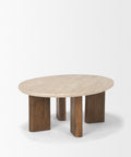 travertine top coffee table oval shape