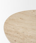 travertine top coffee table oval shape