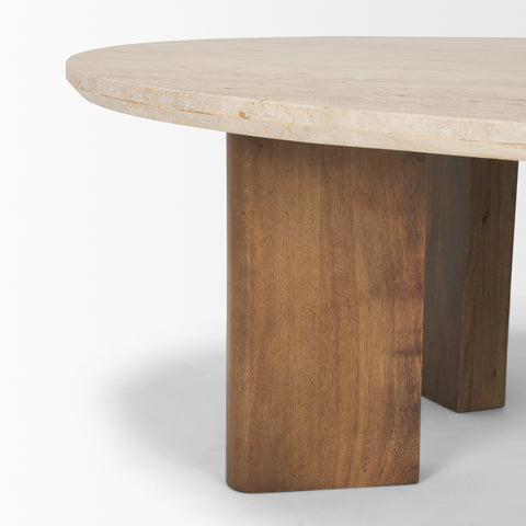 travertine top coffee table oval shape