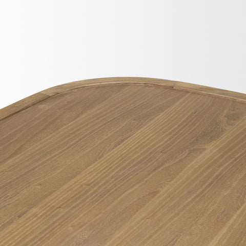 Close-up of a wooden surface with a light brown color and visible grain pattern on a white background.