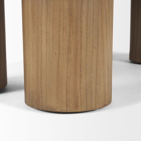 Wooden cylindrical stool on a white background