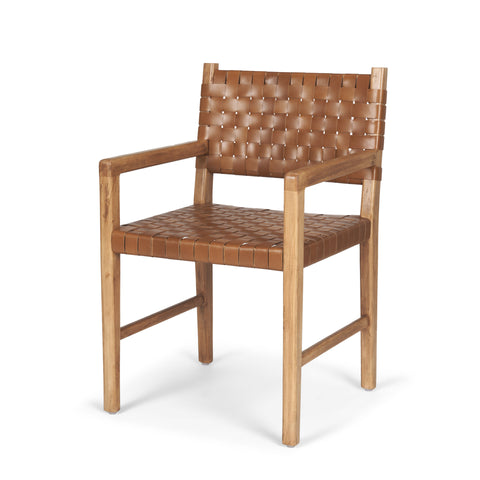 Brown woven chair on a white background