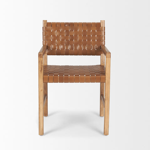 Brown woven chair on a white background