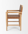 Wooden chair with woven seat and backrest on a white background