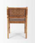 Wooden chair with woven backrest and seat on a white background
