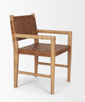 Wooden chair with woven seat and backrest on a white background