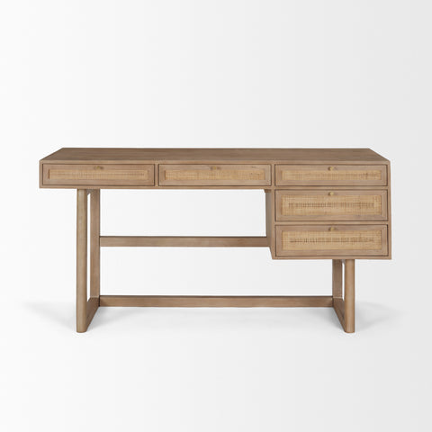 Grier Light Brown Mango Wood Cane Desk-2